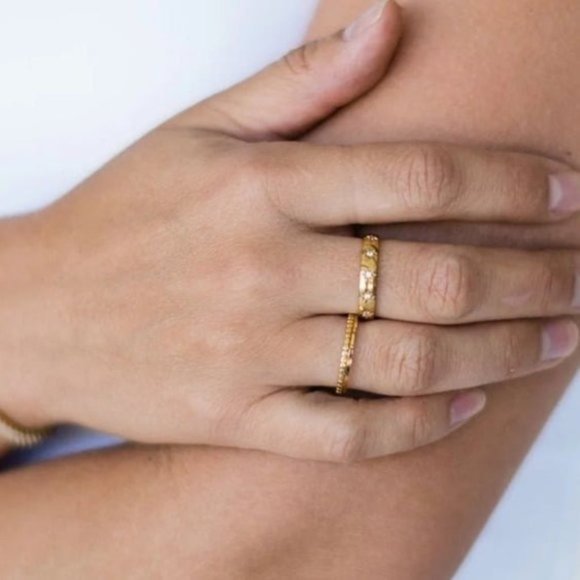 Gold Ring CZ Stars Waterproof Ring Celestial Gold Ring Cosmic Ring BEAUTIFUL - Picture 2 of 12